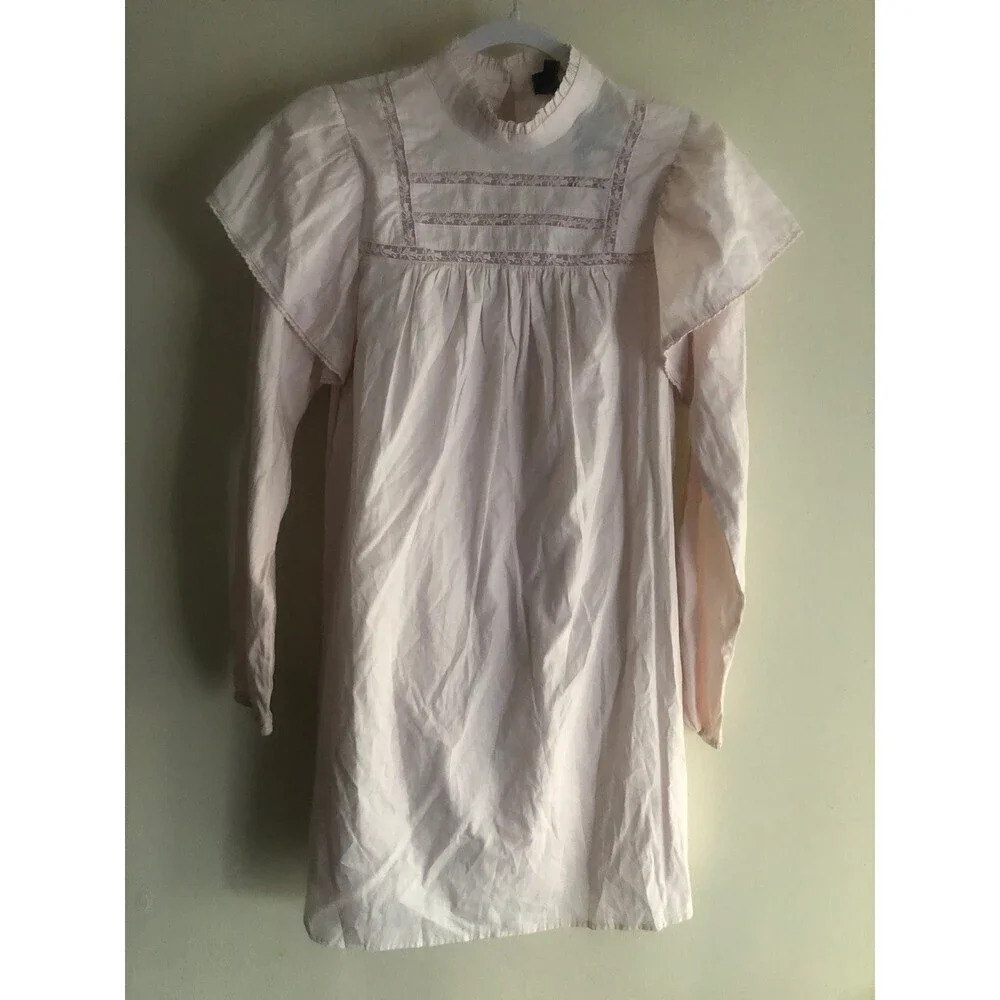 Wild Fable Pink High Neck Poplin Victorian Puff Sleeve Dress Medium - Picture 5 of 9